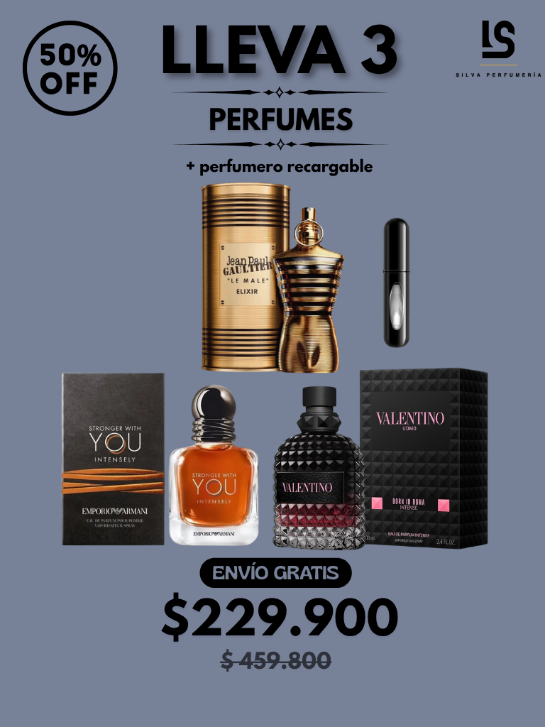 TRÍO PERFUMES ( JPG Elixir + Stronguer WY + Valentino Born in Roma ) + Regalo Perfumero 🎁