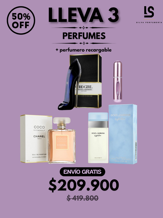 TRÍO PERFUMES ( Dolce Gabbana + Coco Chanel + Good Girl ) + Regalo Perfumero 🎁
