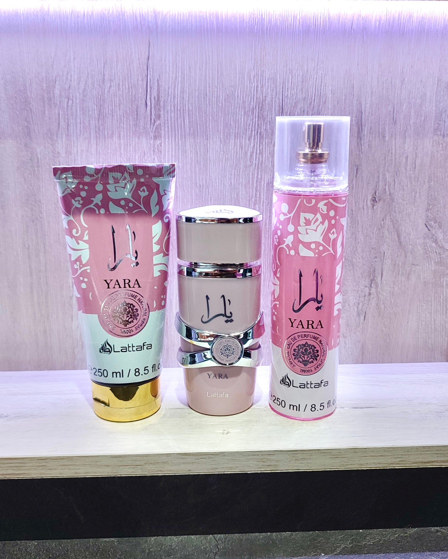 Set Yara (Perfume + Splash + Crema Corporal) + Estuche Lujo