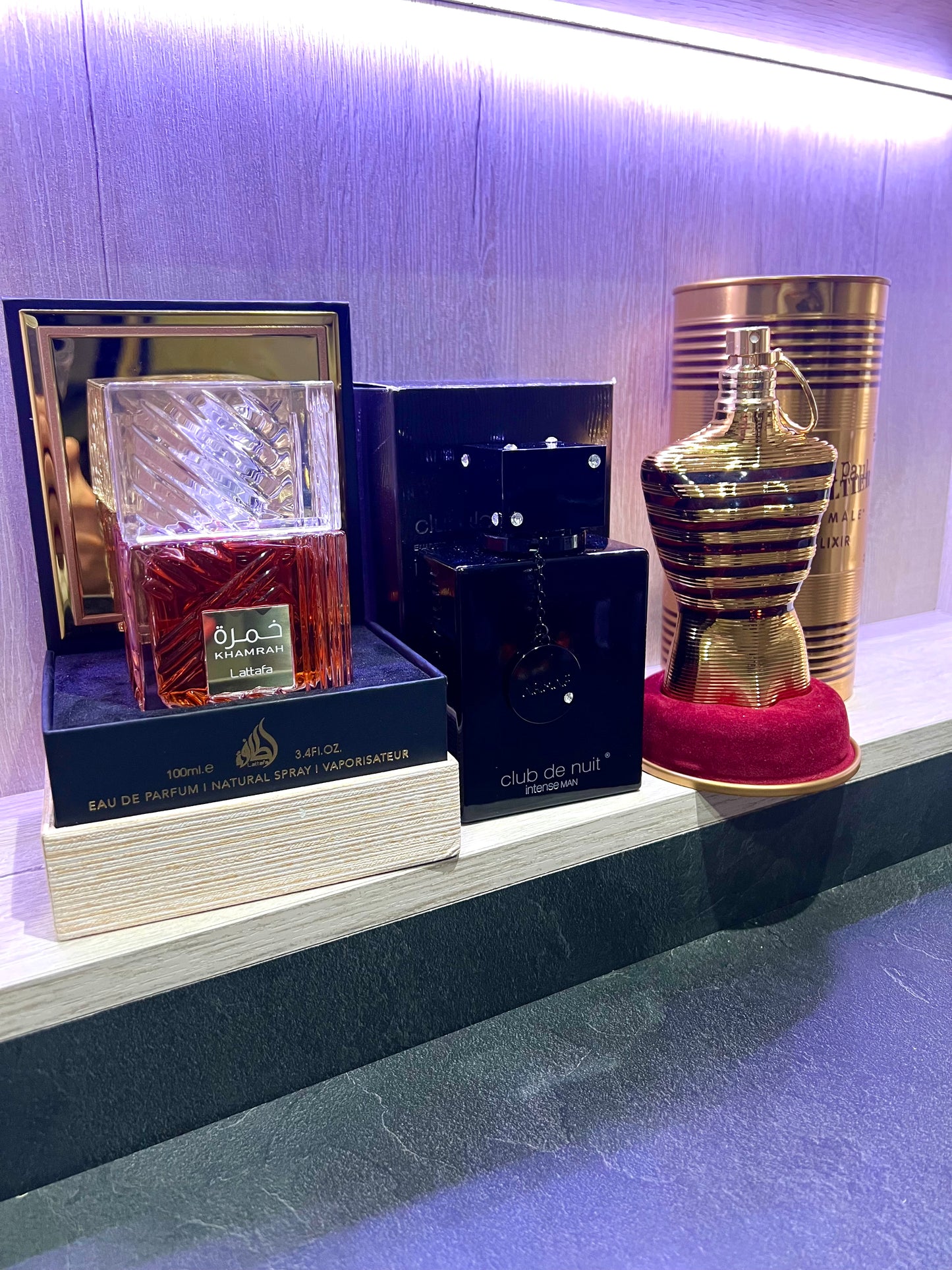 TRÍO PERFUMES ( JPG Elixir + Club de Nuit + Khamrah ) + Regalo Perfumero 🎁