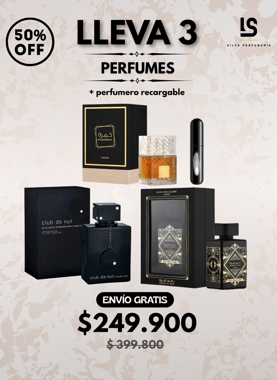 TRIO PERFUMES ( Oud For Glory + Khamrah + Club de nuit ) + Regalo Perfumero