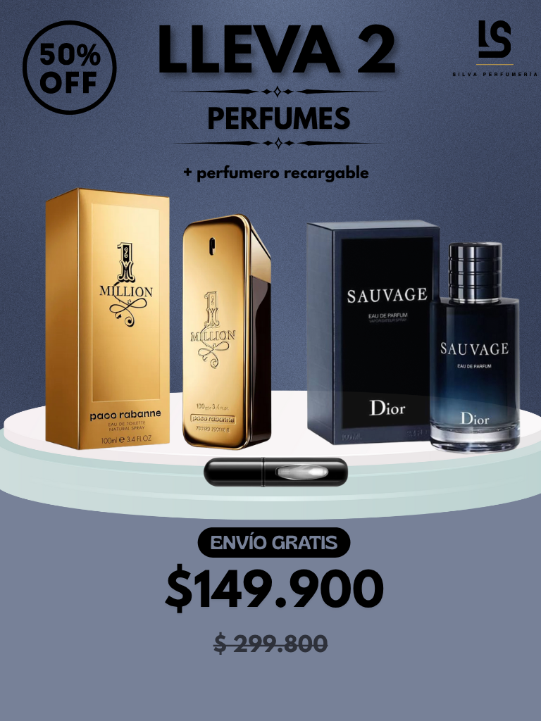 DÚO PERFUMES ( Dior Sauvage + One Million ) + Regalo Perfumero 🎁