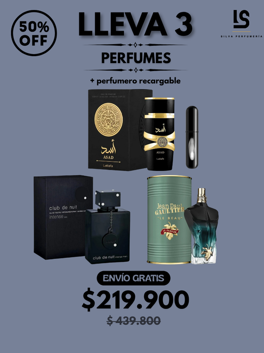 TRÍO PERFUMES ( Asad Lataffa + JPG Le Beau + Club de Nuit ) + Regalo Perfumero 🎁