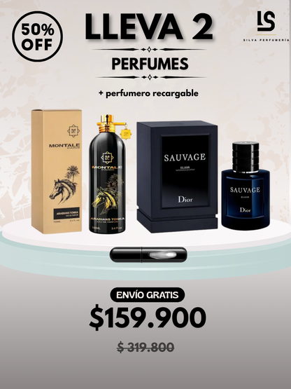 DÚO PERFUMES ( Dior Sauvage Elixir + Montale Arabians Tonka ) + Regalo Perfumero