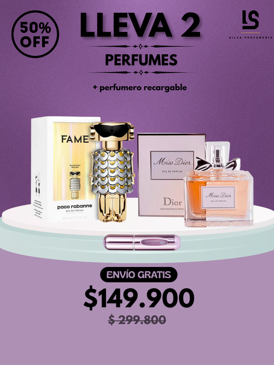 DÚO PERFUMES ( Miss Dior + Fame Paco Rabbane ) + Regalo Perfumero 🎁