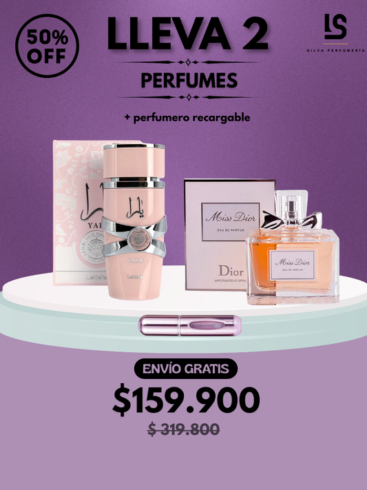 DÚO PERFUMES ( Yara Rosa + Miss Dior ) + Regalo Perfumero 🎁