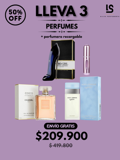 TRÍO PERFUMES ( Dolce Gabbana + Coco Chanel + Good Girl ) + Regalo Perfumero 🎁