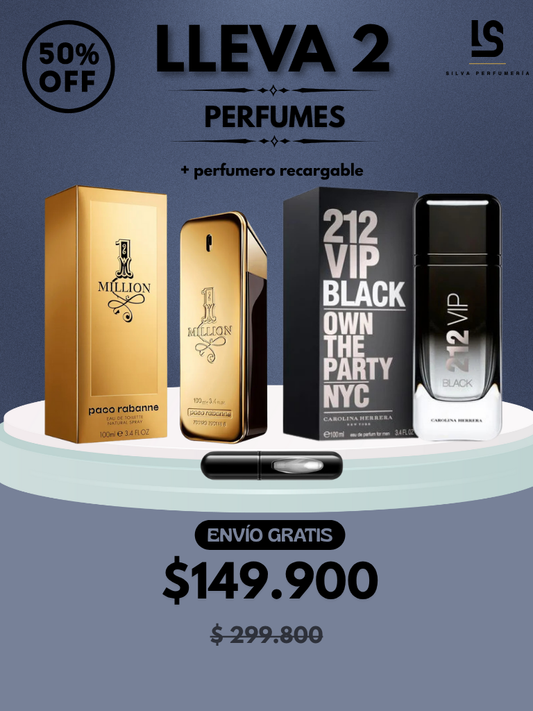DÚO PERFUMES ( One Million + 212 VIP Black ) + Regalo Perfumero 🎁