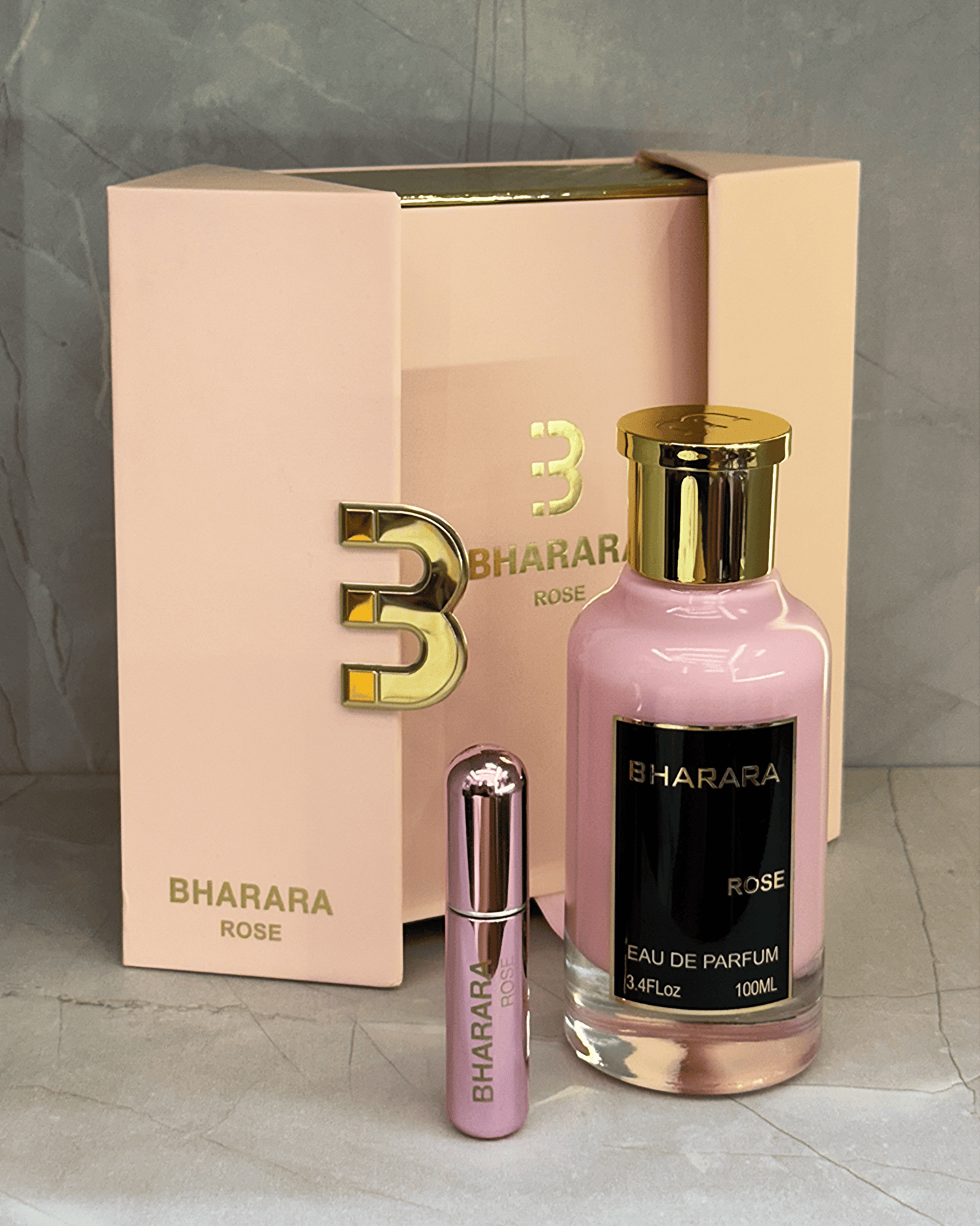 Set Bharara Rose (Perfume, perfumero recargable + Estuche de lujo )