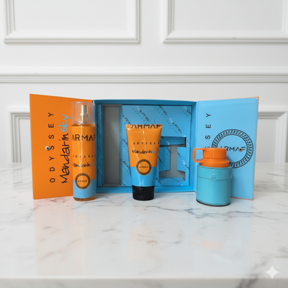 Set Mandarin Sky ( Perfume + Crema Corporal + Splash ) + Gratis Empaque de lujo