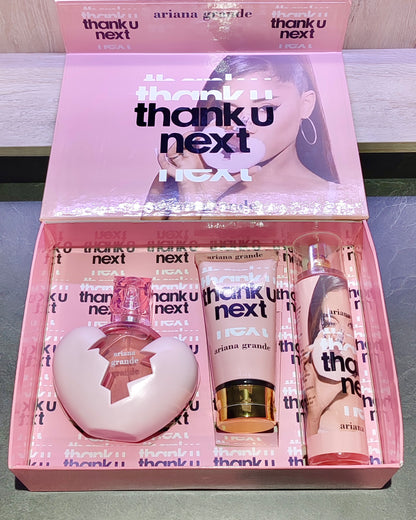 Set Thank u Next ( Perfume + Splash + Crema Corporal ) + Estuche Lujo