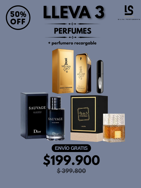 TRÍO PERFUMES ( Dior Savage + One Million + Khamrah ) + Regalo Perfumero 🎁