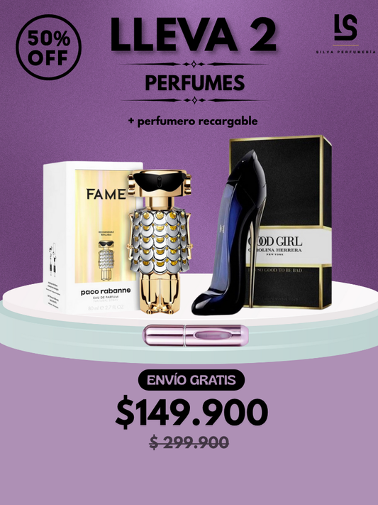 DÚO PERFUMES ( Good Girl + Fame Paco Rabbane ) + Regalo Perfumero 🎁